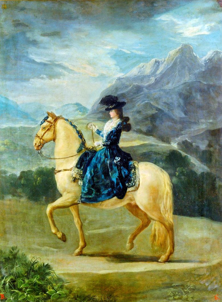 Potret Maria Theresa de Bourbon y Vallabrig di atas kuda   Francisco de Goya