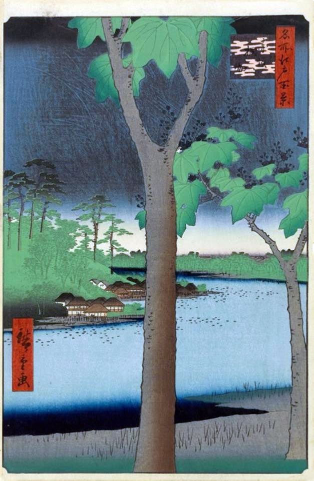 Akasaka, Perkebunan Paulownia   Utagawa Hiroshige
