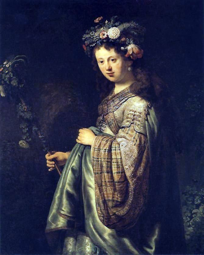 Potret Saskia pada gambar Flora   Rembrandt Harmenszoon Van Rijn
