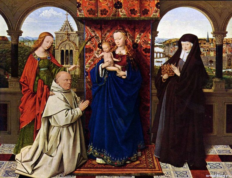 Biksu Madonna dan Carthusian   Jan van Eyck