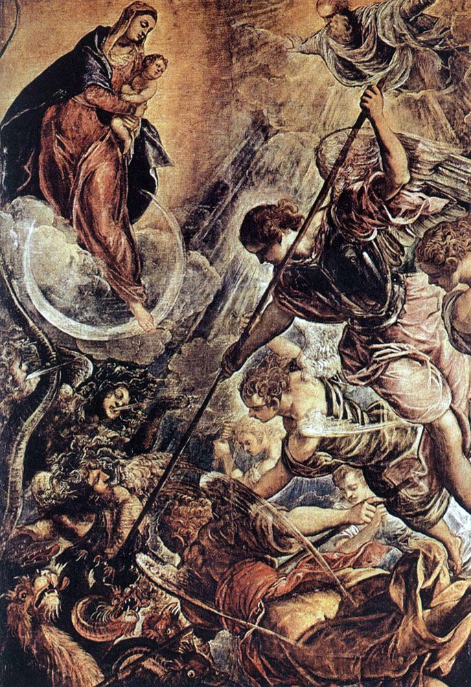 Pertempuran Malaikat Tertinggi Michael dengan Setan (paruh kedua abad ke 16)   Jacopo Tintoretto