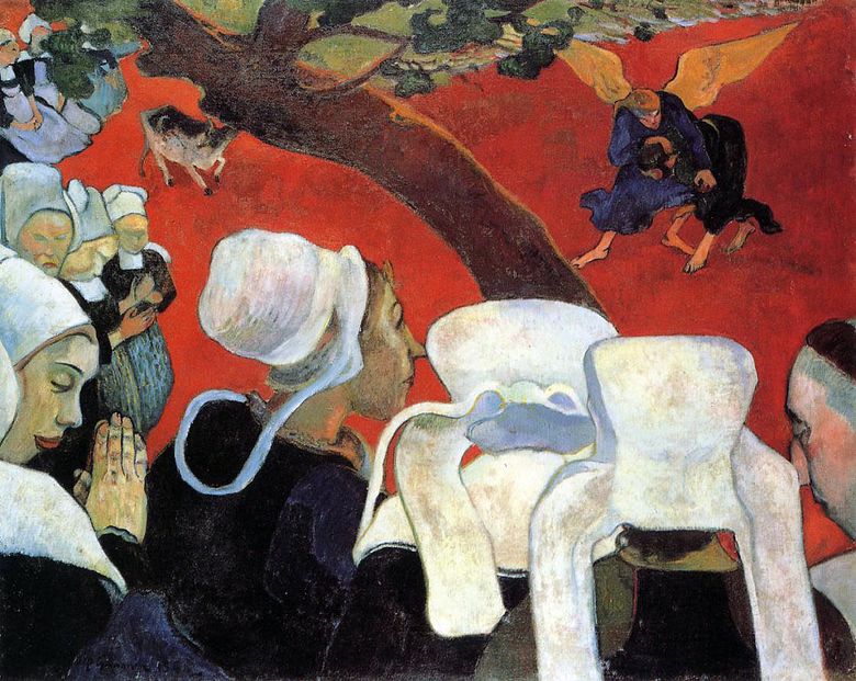 Visi setelah Khotbah (Perjuangan James dengan Malaikat)   Paul Gauguin