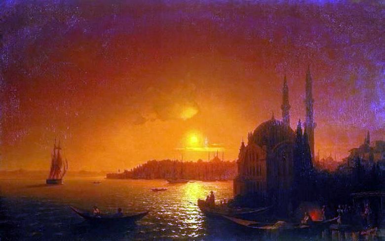 Pemandangan Konstantinopel di bawah cahaya bulan   Ivan Aivazovsky