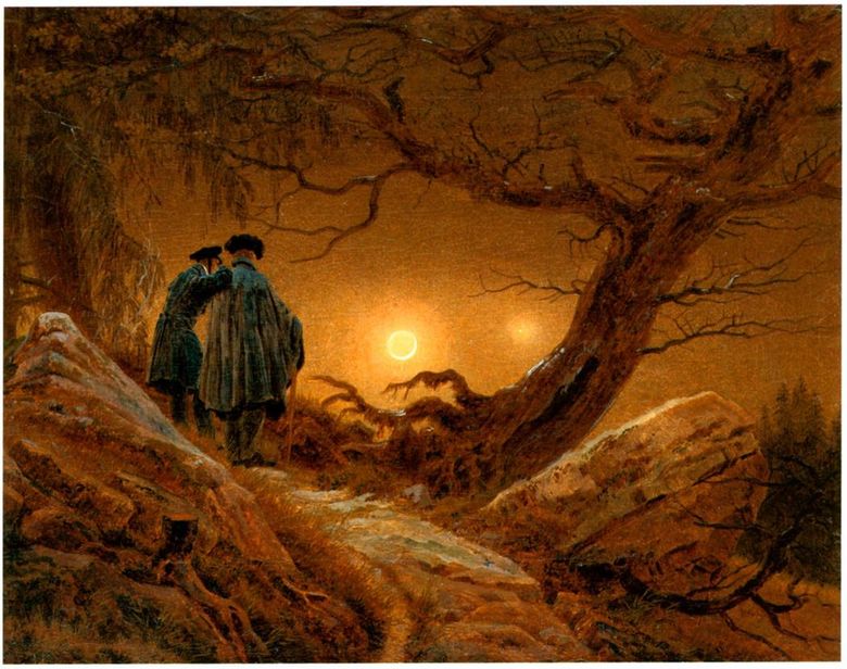 Dua Merenungkan Bulan   Caspar David Friedrich