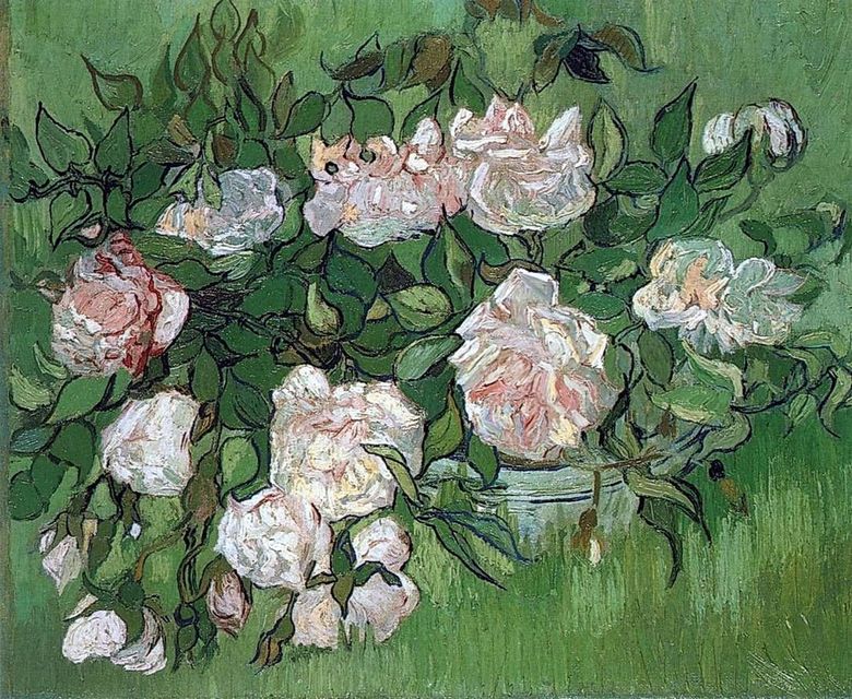 Still Life: Pink Roses   Vincent Van Gogh