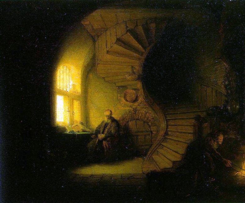 Filsuf bercermin di kamarnya   Rembrandt Harmenszoon Van Rijn