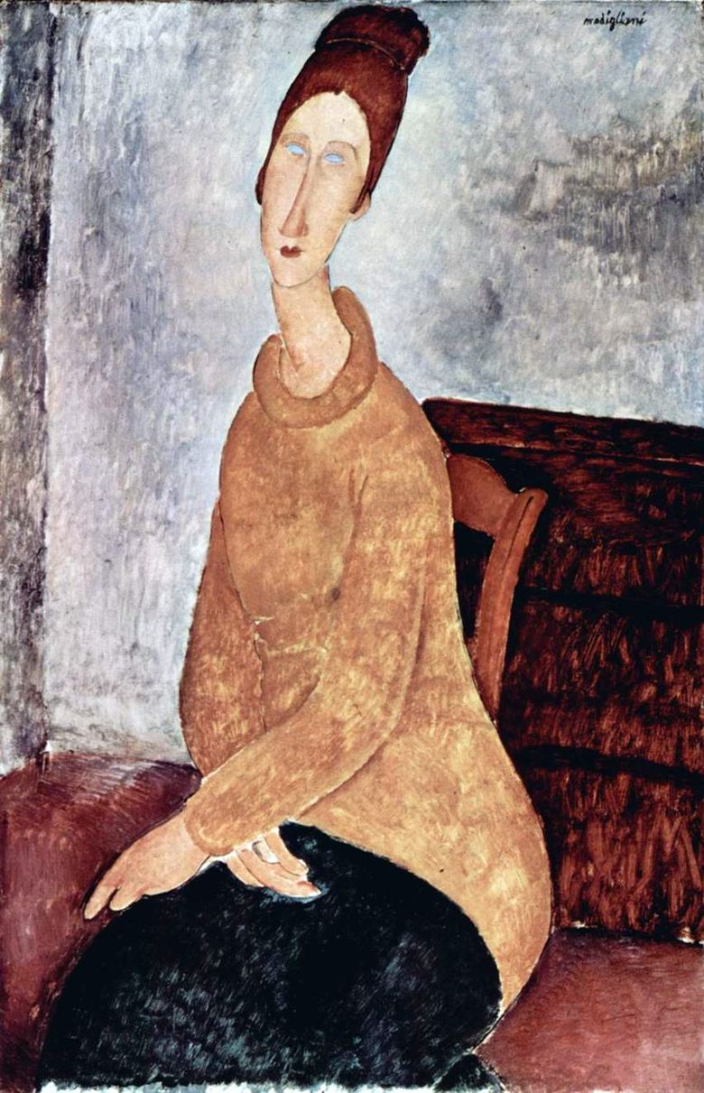 Jeanne Hebuterne dalam sweter kuning   Amedeo Modigliani