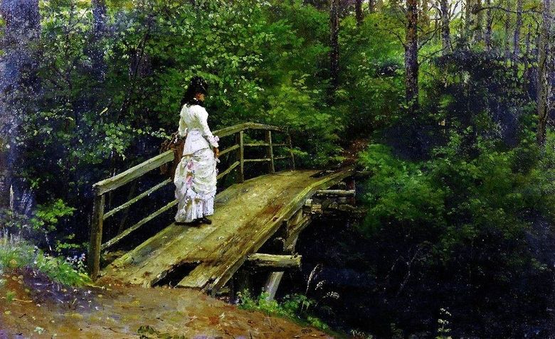 Vera Alekseevna Repina di jembatan di Abramtsevo   Ilya Repin