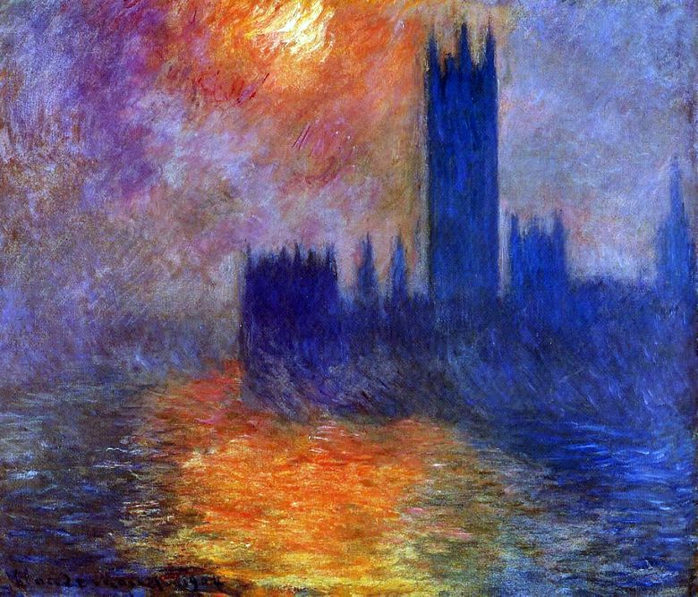 Gedung Parlemen di London. Matahari Terbenam   Claude Monet